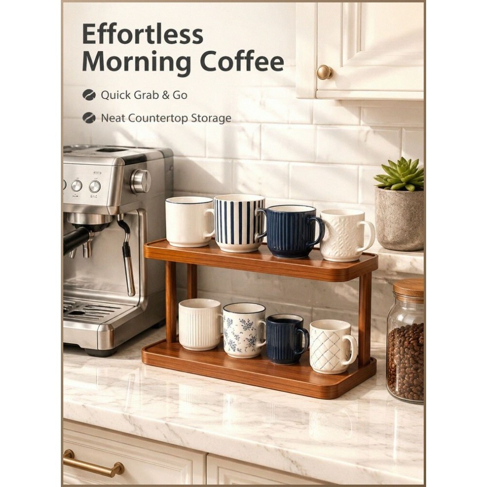 [Design Elegante] Tabletop Cup Holder Organizer/Desk Mug Storage Rack/Coffee Cup Tea Set Display Shelf - Porta-Copos/Est