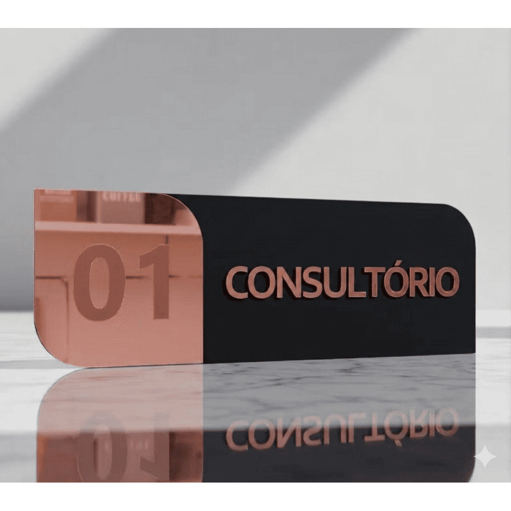 Placa com base MDF preto para Identificação Porta Personalizada - Consultório, Sala, Banheiro para seu ambiente
