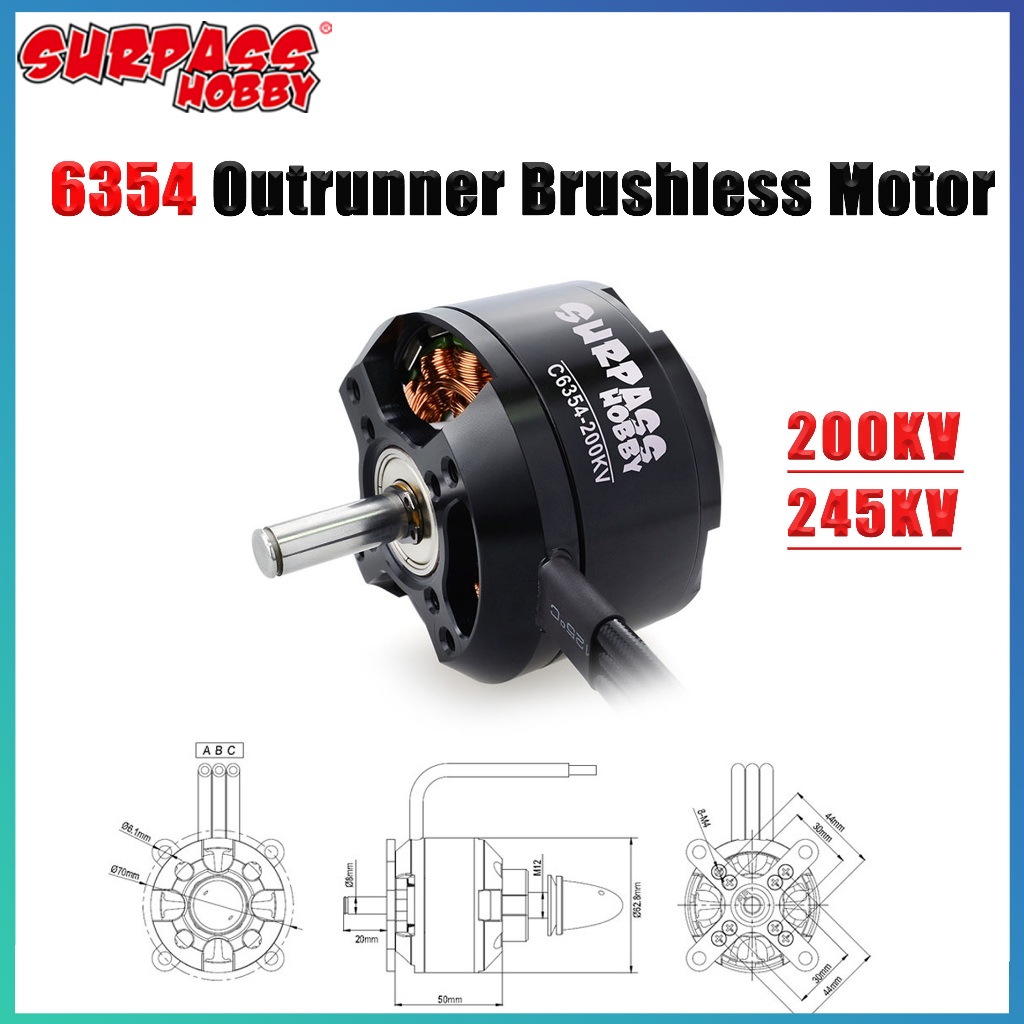 SURPASS HOBBY 1/2/4PCS C6354 6354 200KV 245KV 200KV Outrunner Motor Sem Escova Para Multicopters RC Avião Helicóptero Ae