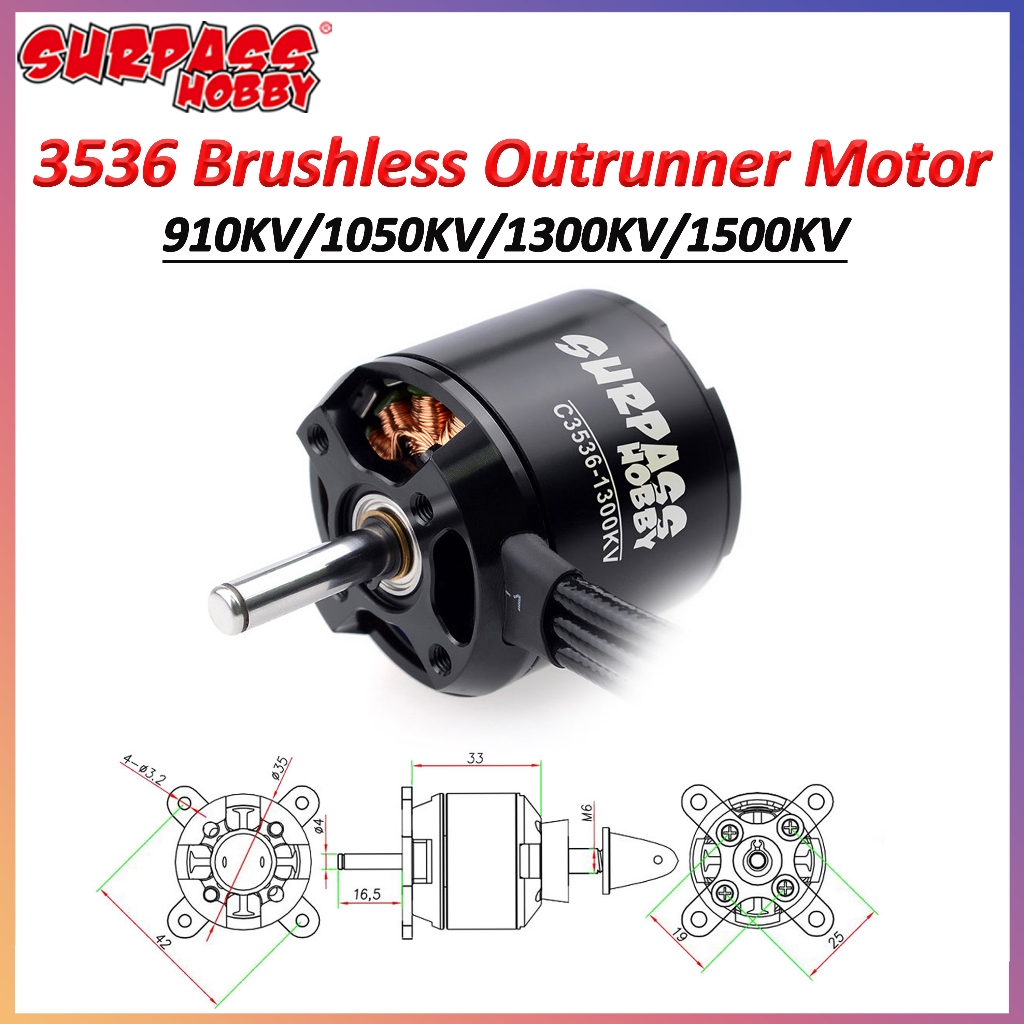 SURPASS HOBBY 3536 910KV 1050KV 1300KV 1500KV Outrunner Motor Sem Escova 2-3s Para Avião RC Planador De Asa Fixa Warbird