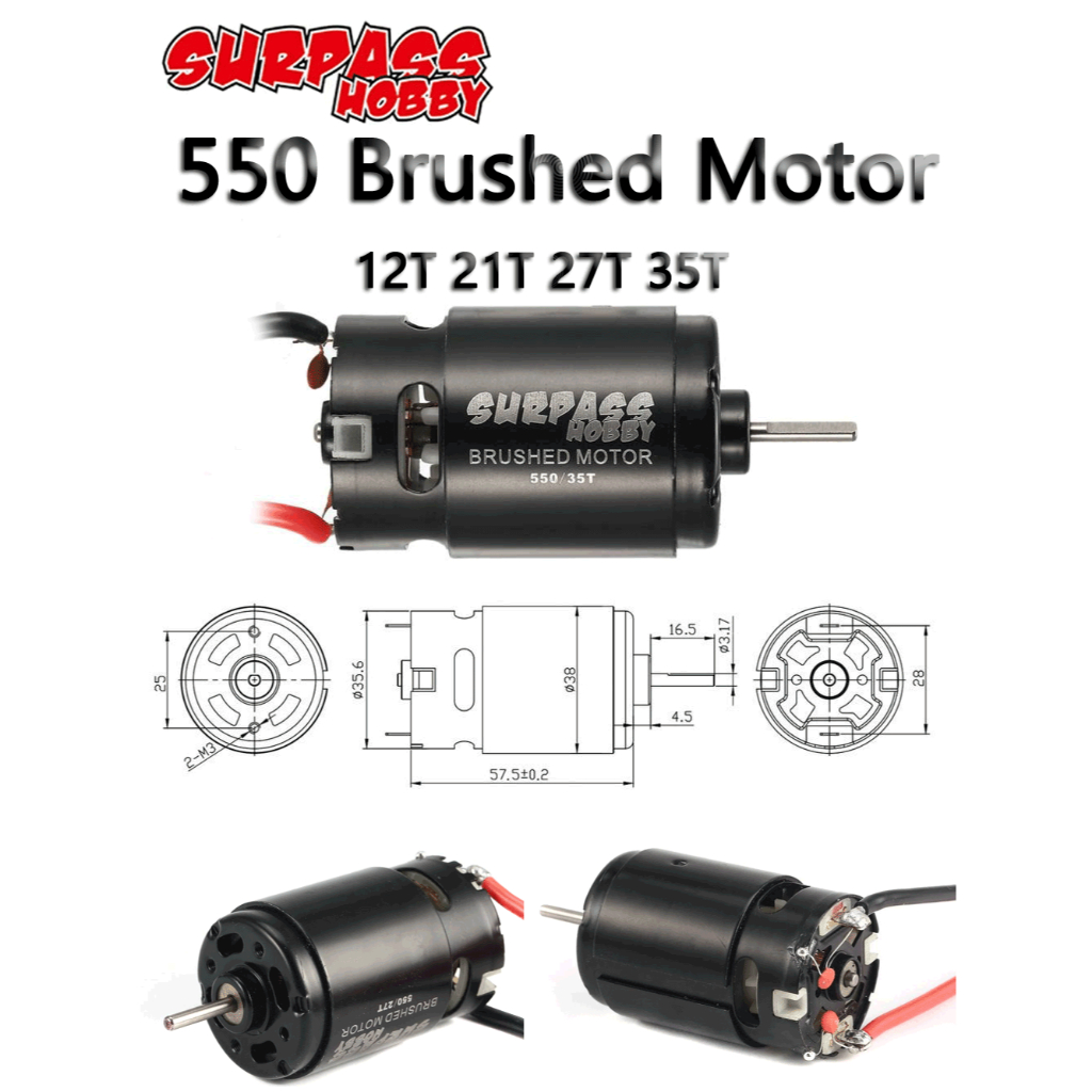Motor Brushed SURPASS HOBBY Motor Escovado 550 / 27T para 1/14 1/12 1/10 RC