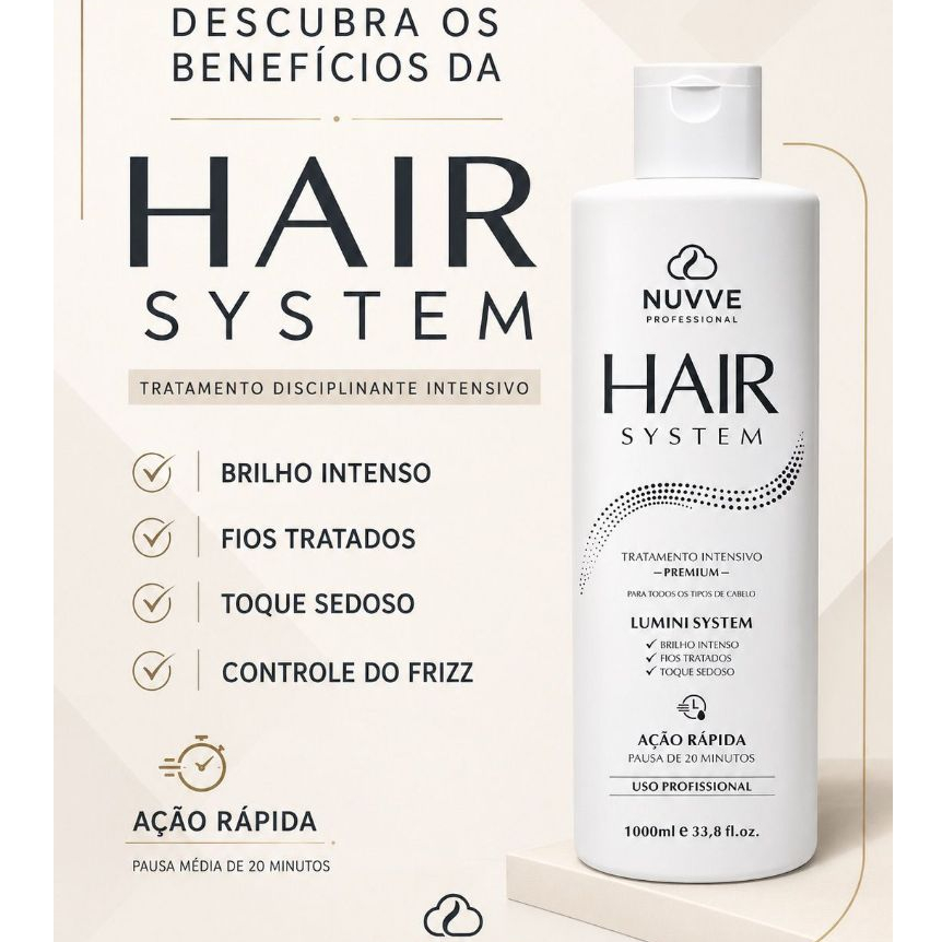Hair System Nuvve Professional 1L Tratamento Disciplinante Realinhamento Capilar Anti-Frizz Ação Rápida