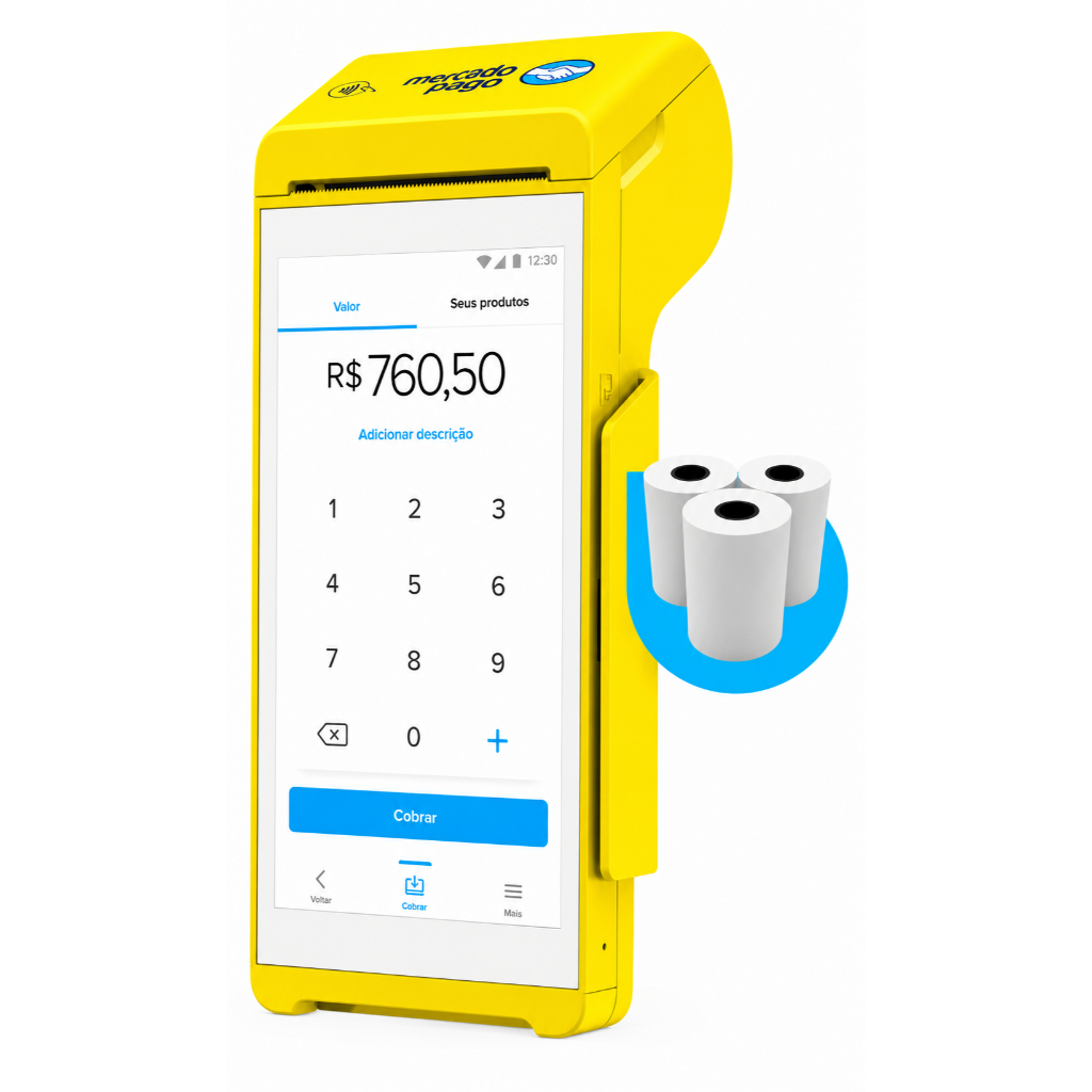 Point Smart 2 - Maquina De Cartao Do Mercado Pago Chip 4G e Wi-Fi , Sistema Android 12 , Bateria 36h + Bobinas S Aluguel