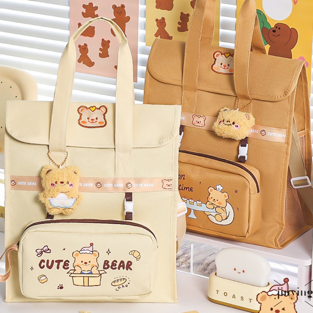 Bear Student Study Bolsa Mochila De Grande Capacidade Multifuncional Para Transporte Organizador De Material Escolar Cri
