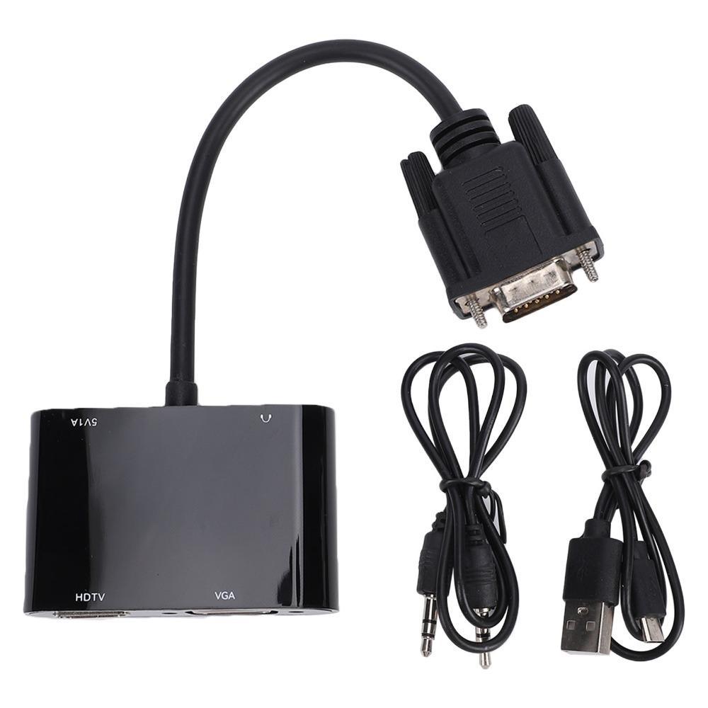 Adaptador De Monitor Duplo , 1080P @ 60Hz Com Porta De Áudio VGA Para HD , Conversor De Suporte Full De Saída Dupla