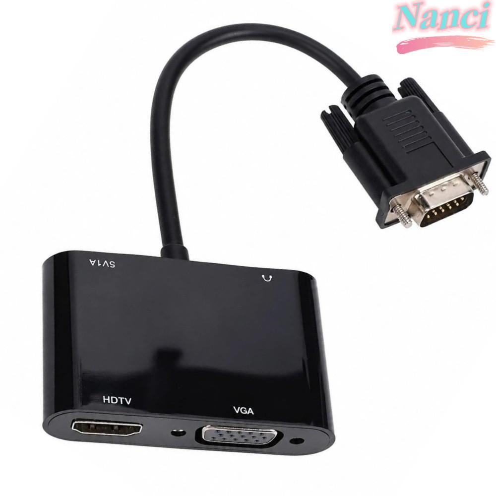 Adaptador De Monitor Duplo NANCI , VGA Para HD De Saída Dupla De Design 2 Em 1 , Com Conversor De Vídeo De Porta De Áudi