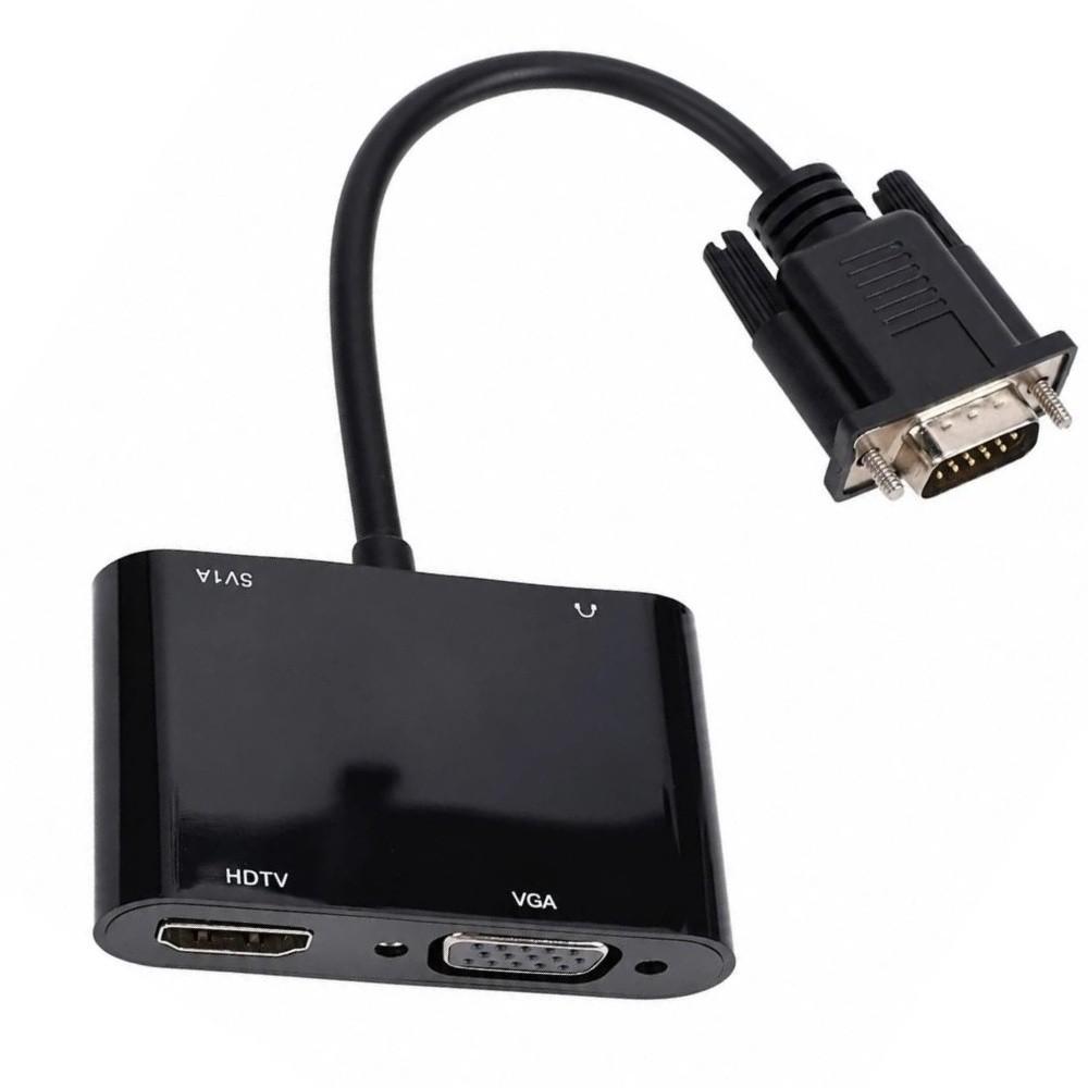 Adaptador De Monitor Duplo , Saída Dupla Com Porta De Áudio VGA Para HD , Conversor De Vídeo Suporte Full