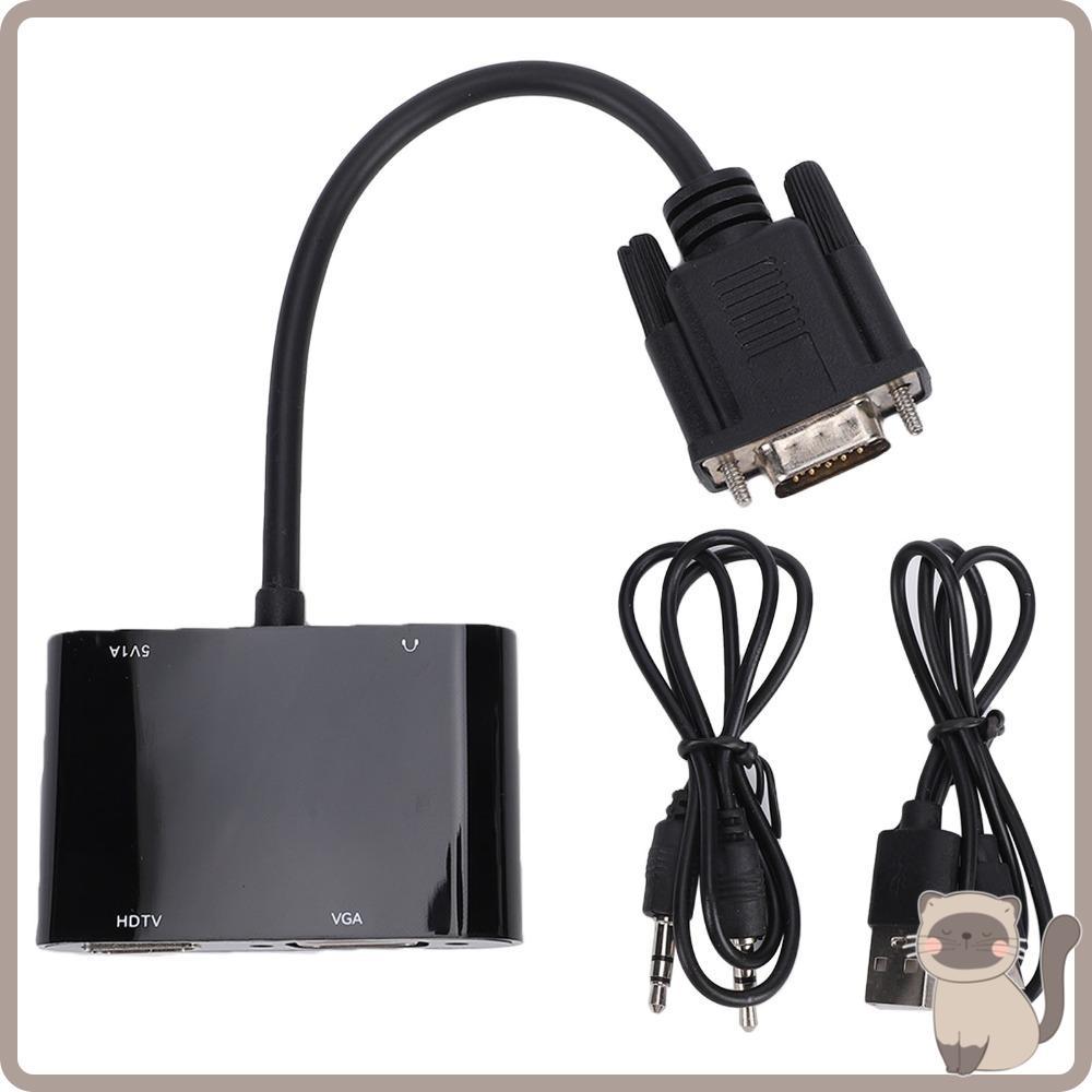 Adaptador De Monitor Duplo , VGA De Saída Dupla 1080P @ 60Hz Para HD , Com Porta De Áudio 2 Em 1 Conversor De Vídeo De D