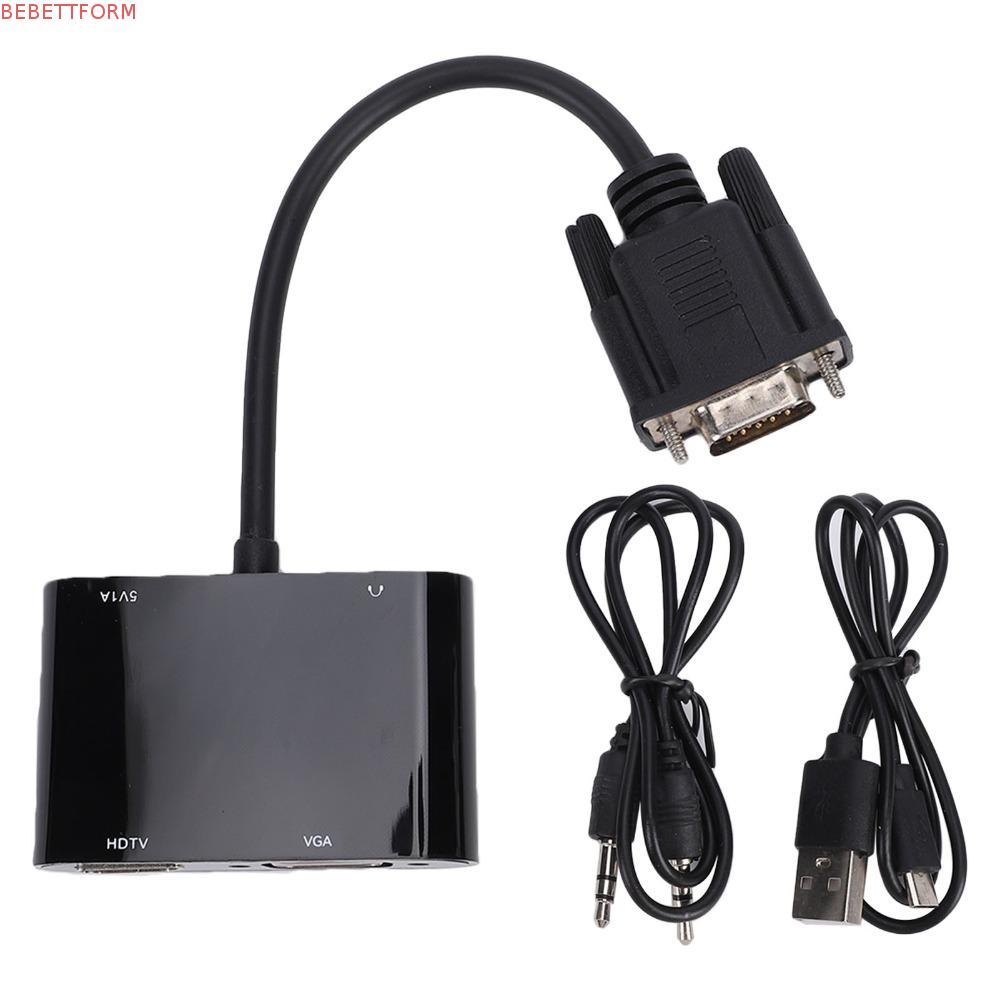 Adaptador De Monitor Duplo , Com Porta De Áudio 1080P @ 60Hz VGA Para HD , Conversor De Vídeo De Design 2 Em 1 De Saída