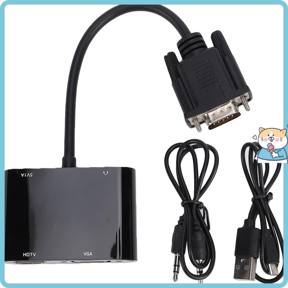 Adaptador VGA Para HD , De Monitor Duplo De Design 2 Em 1 1080P @ 60Hz , Com Porta De Áudio E Conversor De Vídeo De Saíd