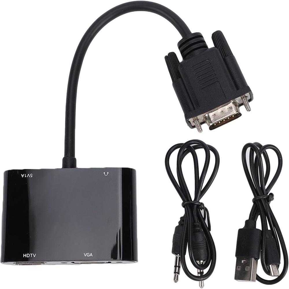 Adaptador VGA Para HD , De Monitor Duplo De Saída Dupla De Design 2 Em 1 , Conversor De Vídeo Full Com Suporte 1080P @ 6