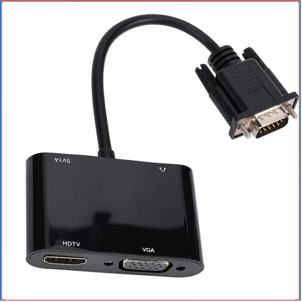 Adaptador De Monitor Duplo , 1080P @ 60Hz 2 Em 1 Design VGA Para HD , Com Porta De Áudio Conversor De Saída Dupla