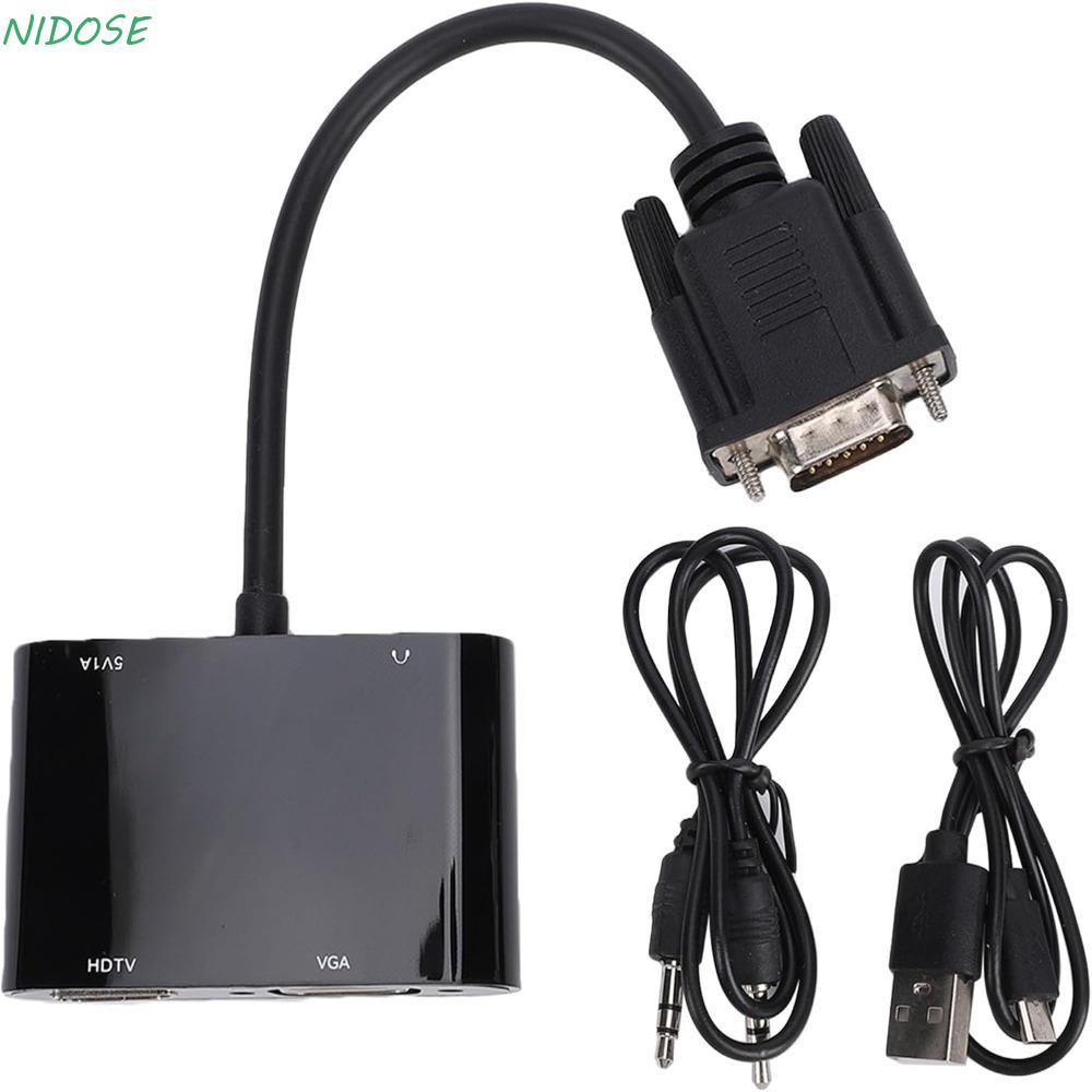 Adaptador VGA Para HD , De Monitor Duplo De Saída Dupla De Design 2 Em 1 , 1080P @ 60Hz Com Conversor De Porta De Áudio