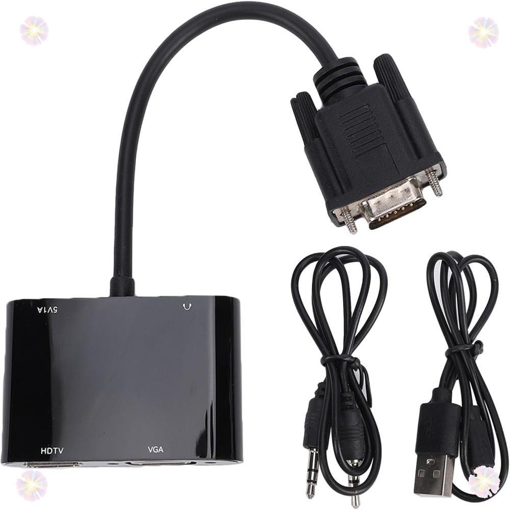 Adaptador De Monitor Duplo , Com Porta De Áudio , Saída Dupla , VGA Para HD , Design 2 Em 1 , Conversor 1080P @ 60Hz