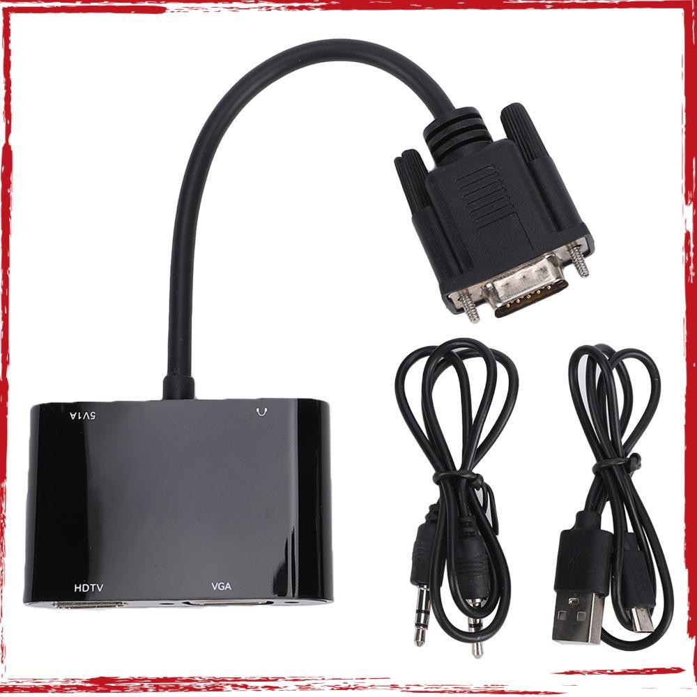 Adaptador De Monitor Duplo , Com Porta De Áudio 1080P @ 60Hz VGA Para HD , Conversor De Vídeo Design 2 Em 1