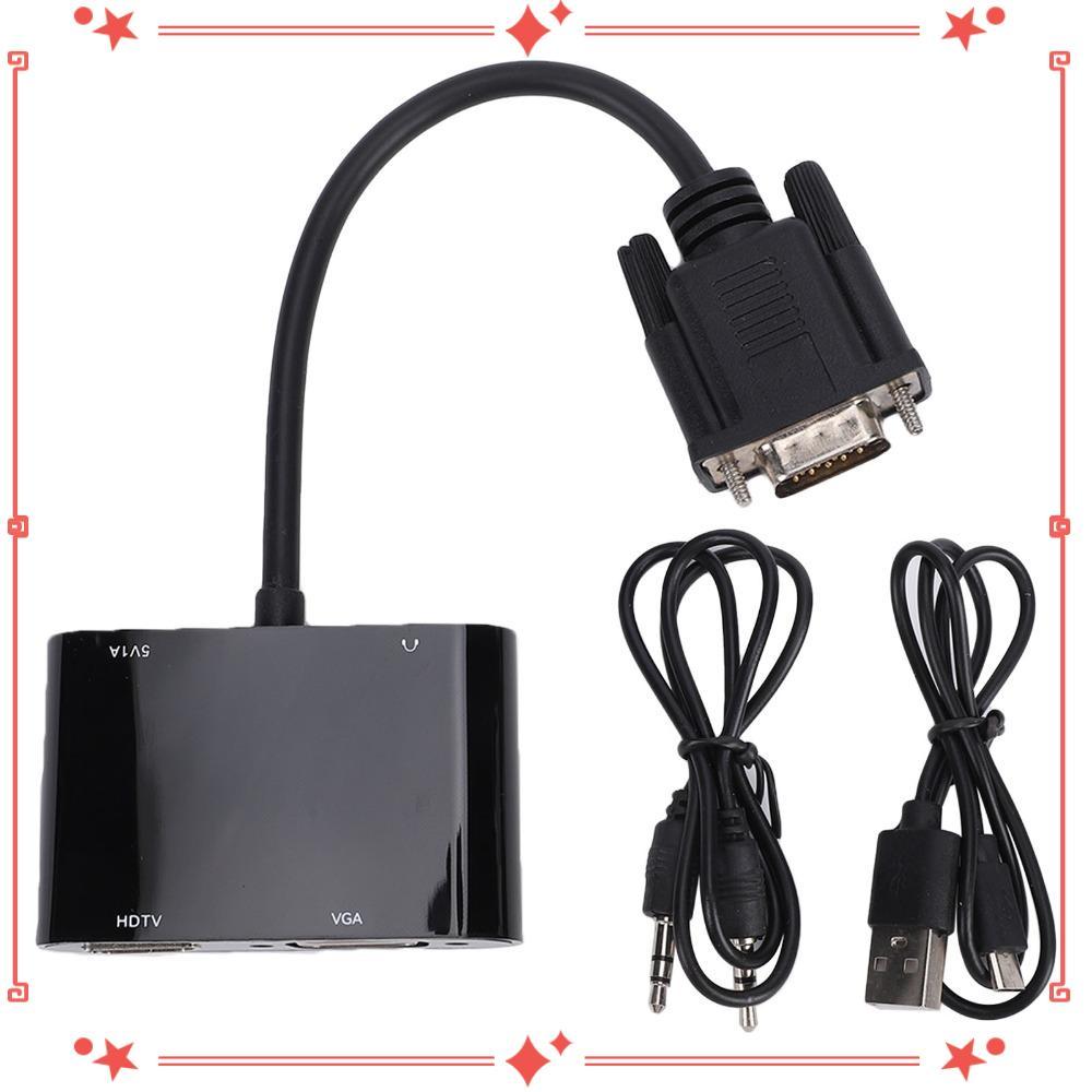 Adaptador De Monitor Duplo , 1080P @ 60Hz Com Porta De Áudio VGA Para HD , Conversor De Saída Dupla De Design 2 Em 1