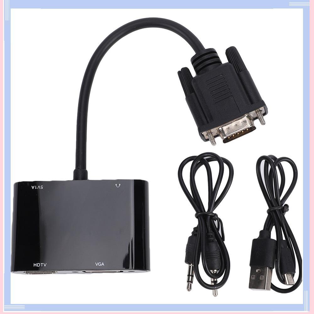 Adaptador De Monitor Duplo , Saída Dupla Com Porta De Áudio VGA Para HD , Design 2 Em 1 Conversor 1080P @ 60Hz