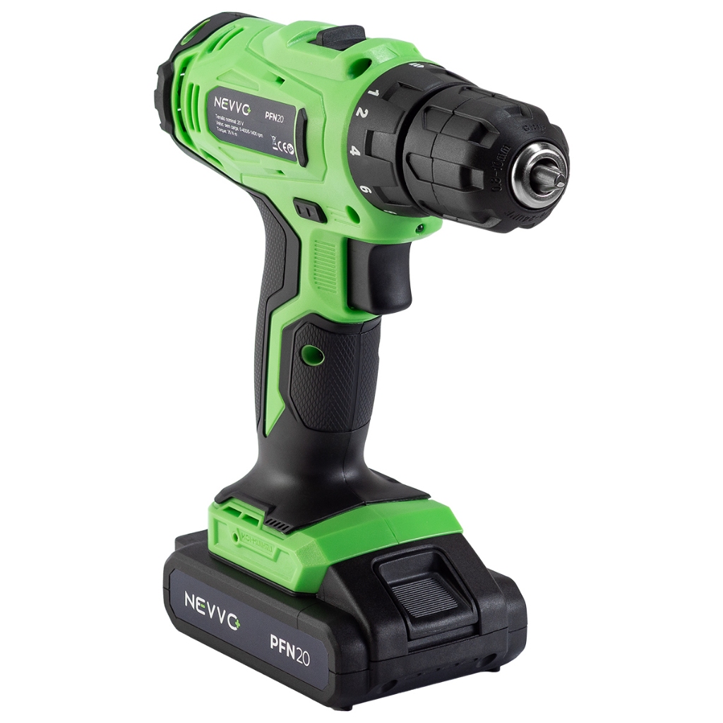 Parafusadeira Furadeira 20V 1400Rpm 10mm 1300mAh Bivolt Torque Variável 18 Níveis 35Nm PFN20 NEVVO
