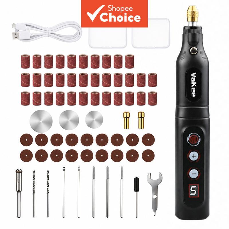 VAKEE Um Conjunto De Broca De Chave De Fenda Elétrica Recarregável Tipo C , 3.7V 1300mAh Multivelocidade 5000-18000 RPM