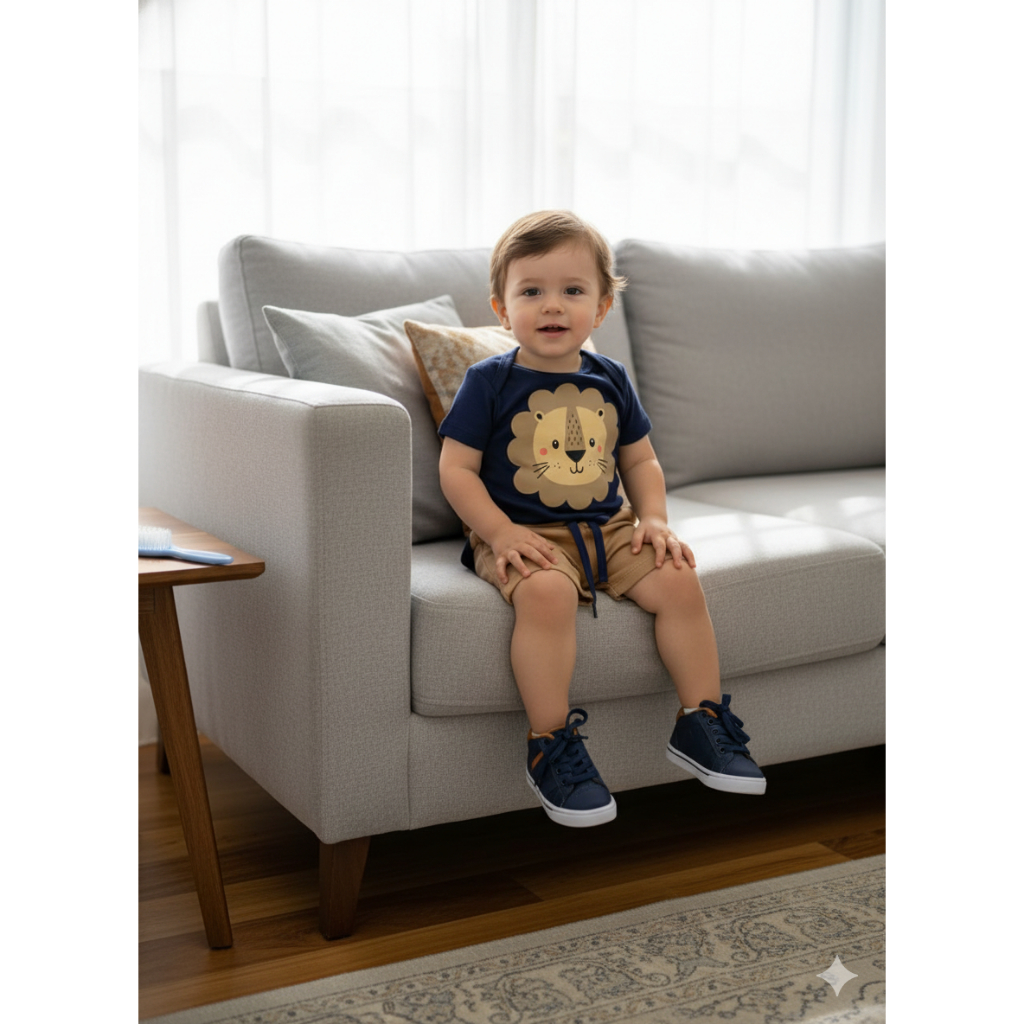 Conjunto Bebê Menino Body e Bermuda Moletinho Little King