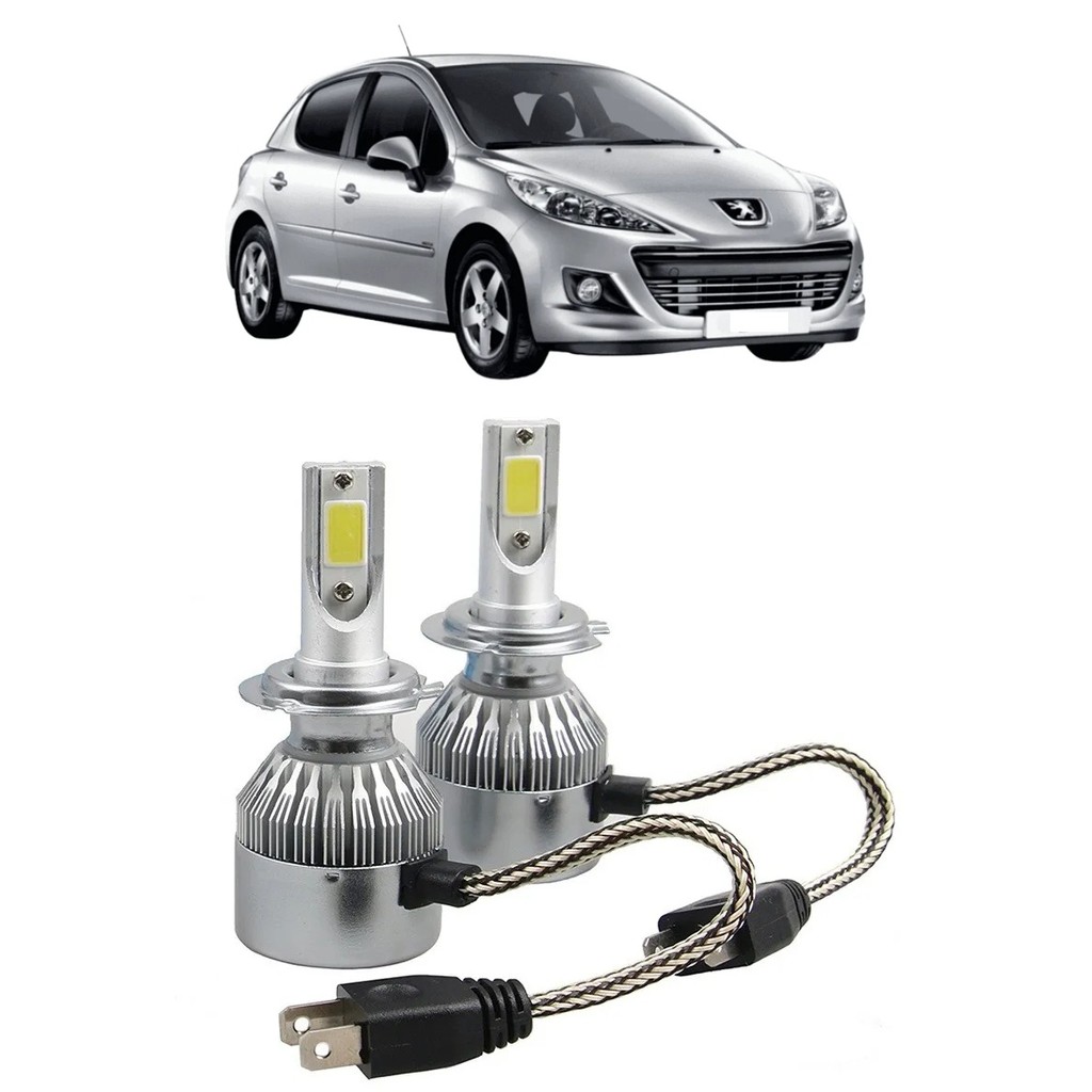 Par Lampada Super LED Farol Baixo Peugeot 207 2007 2008 2009 2010 2011 2012 2013 2014 2015 6000k H7