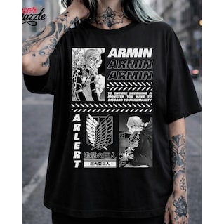 Camiseta Masculina Attack on Titan Estampa Armin Alert Moderna Confortável Estilosa Tendência