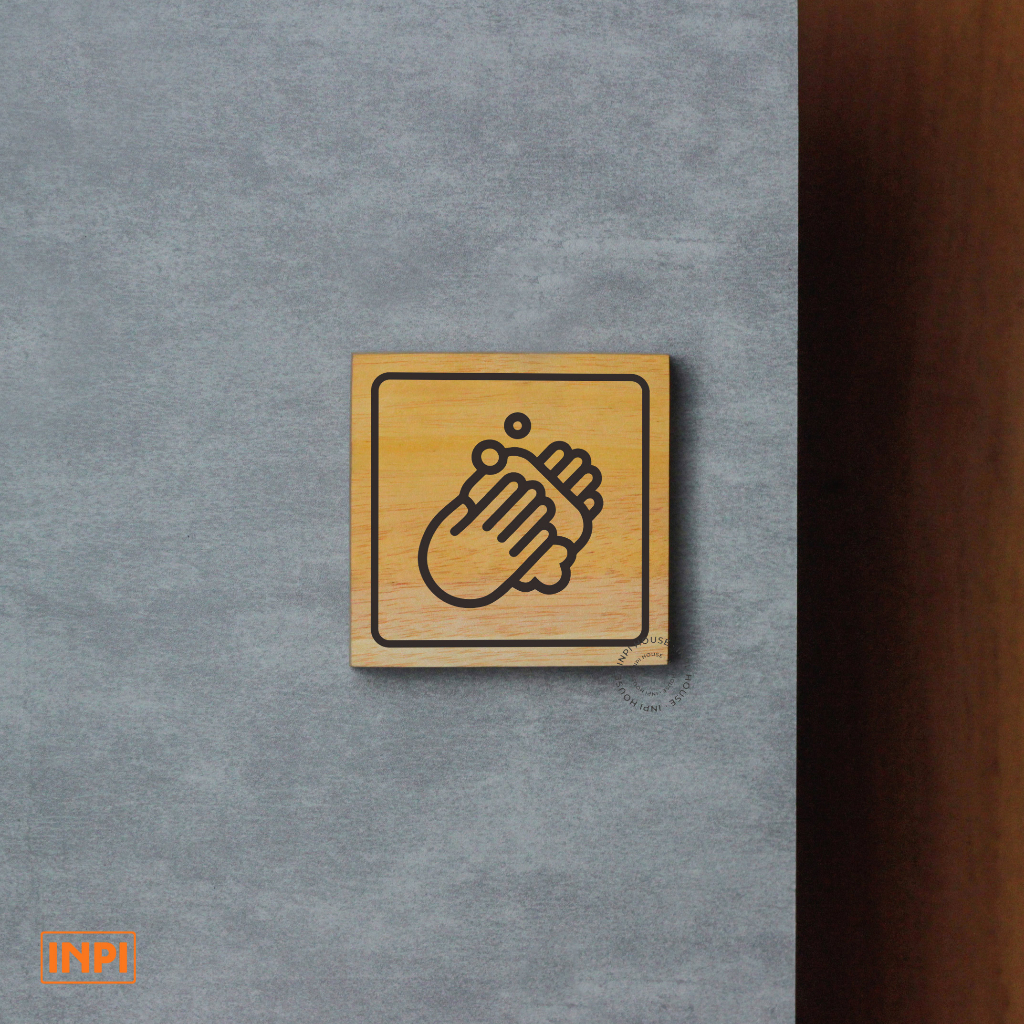 INPI HOUSE Signage Lavagem À Mão-Placa De Sinalização Para Área De Das Mãos-Madeira