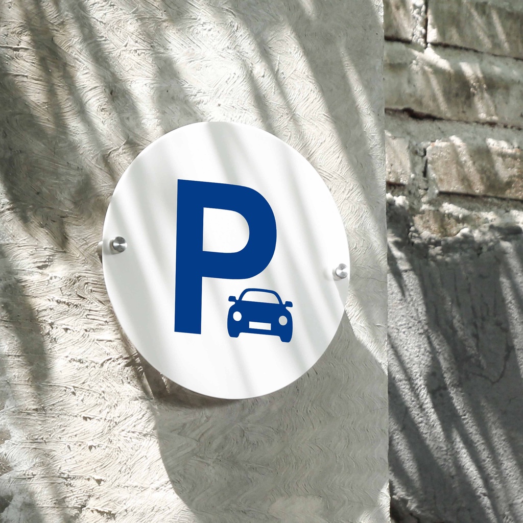 INPI HOUSE Signage Estacionamento De Carro-Placa De Sinalização De-Acrílico Branco + Adesivo Reflexivo