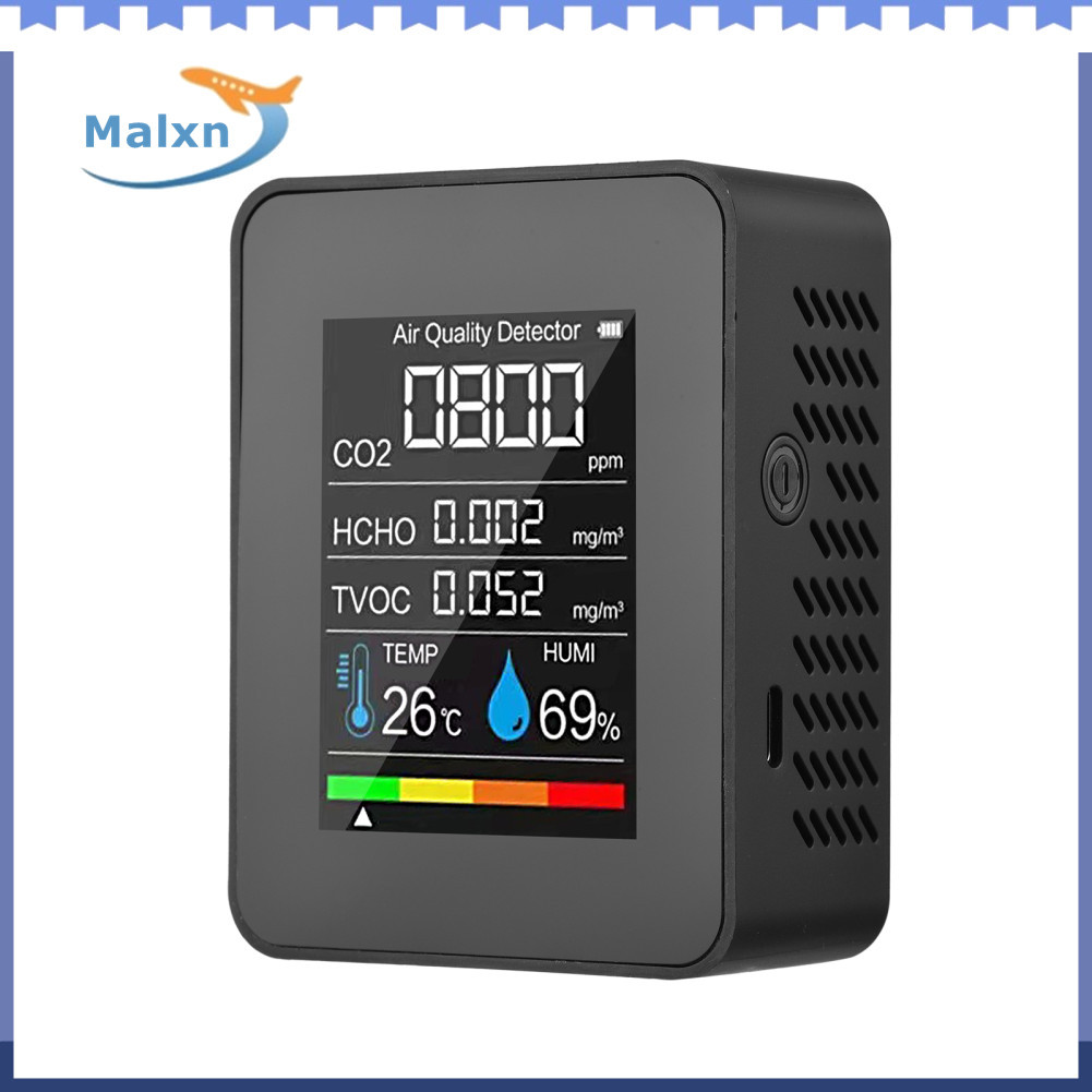 Malxn-br Monitor portátil de qualidade do ar Detector de CO2 interno 5 em 1 Formaldeído HCHO TVOC Testador LCD Medidor