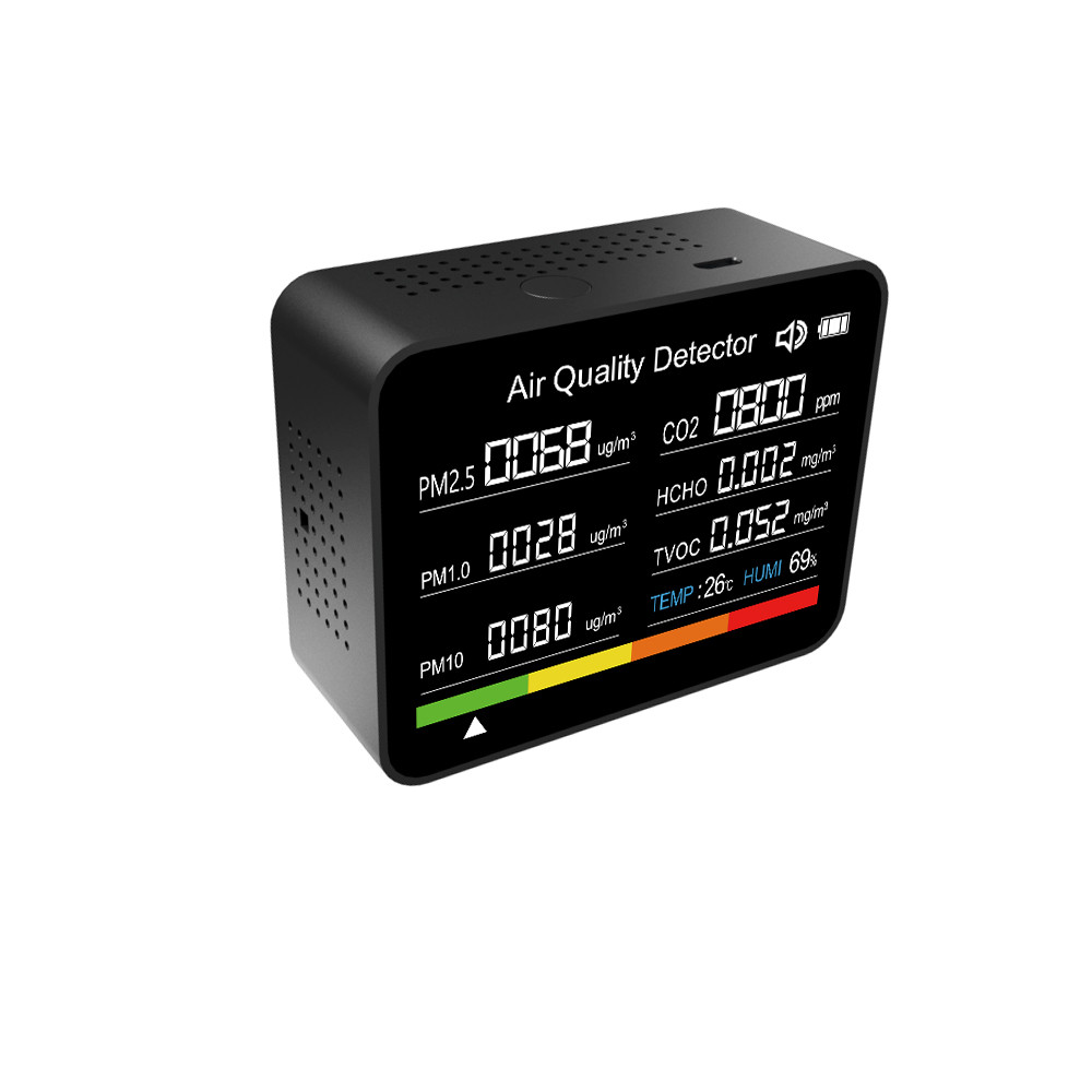 Tomvorks Monitor De Qualidade Do Ar Detector CO2 TVOC HCHO PM2.5 PM1.0 PM10 Função De Alarme De Umidade E Temperatura Ca