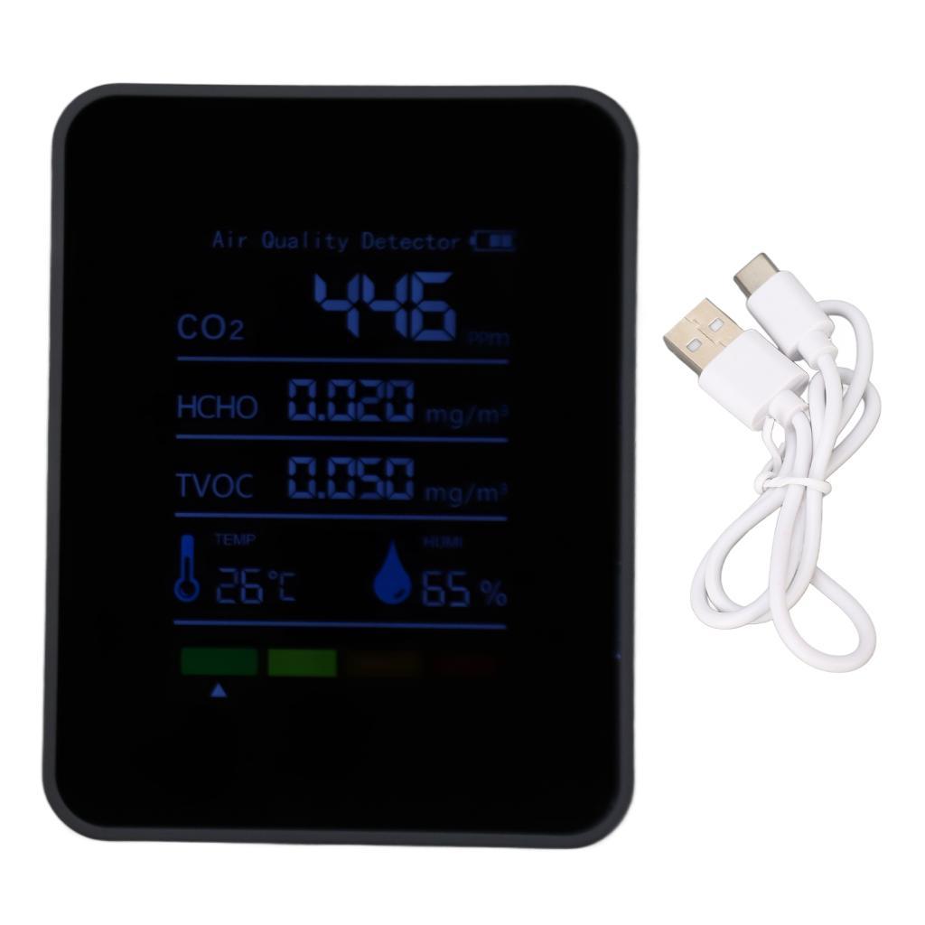 Irfora Detector De CO2 Portátil Bateria Operado Dióxido Carbono HCHO TVOC Temp Humi 5 Em 1 Medidor Monitor Qualidade Do