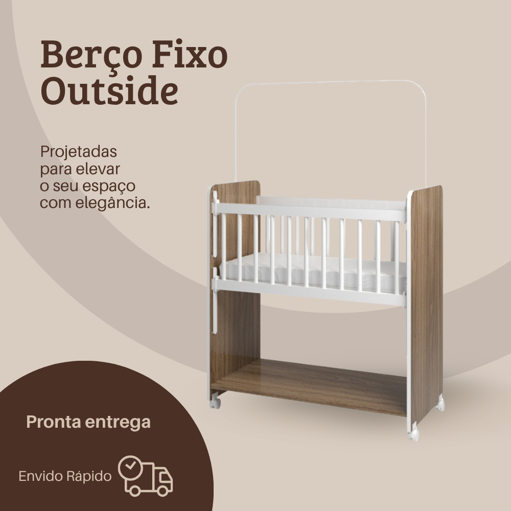 Mini Berço Moises com Grade Fixa Lateral e com Colchão Menino Menina By Side