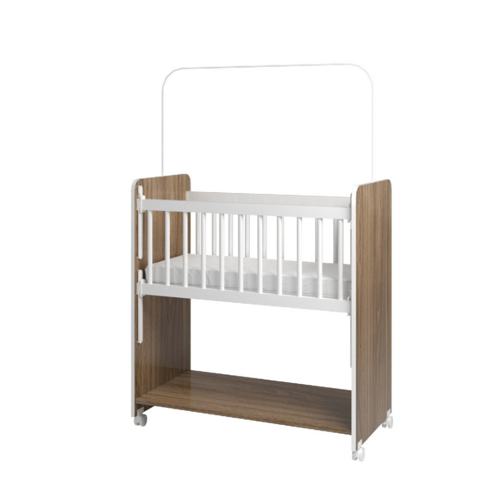 Mini Berço Bed Side com Grade Móvel, Colchão e Rodízios