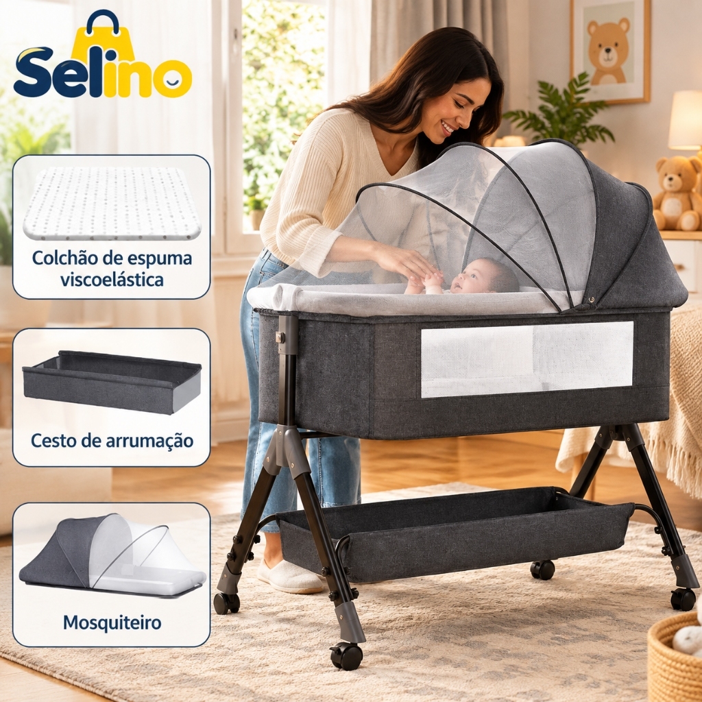 Portable Crib Baby Moses Basket Co-bed Side by Side Swing Mode Hammock Mosquito Net Object Basket and Mattress