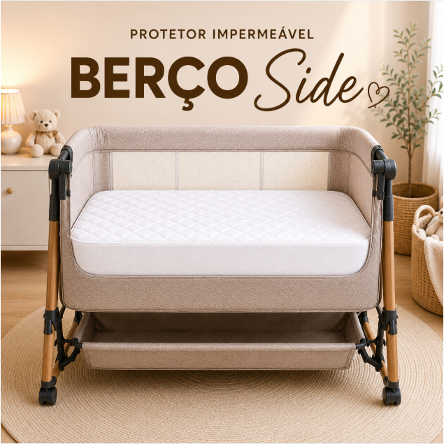 Protetor Impermeável Berço Side | Matelado Ultrassonico  com Elástico em Toda Volta