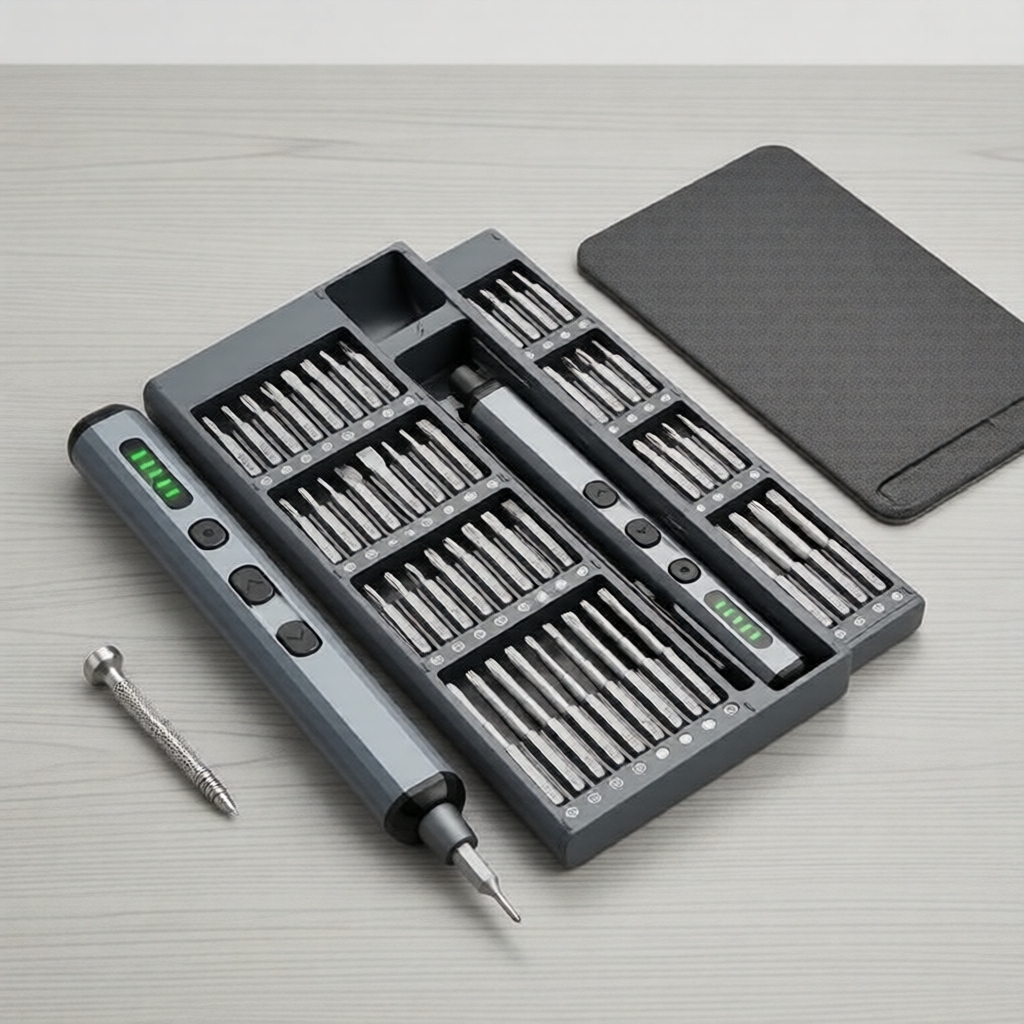 Conjunto de 68 em 1 Chave de Fenda Elétrica Mini: 64 Bits S2, 5 Níveis de Torque, 4 LEDs, Estojo Organizado para