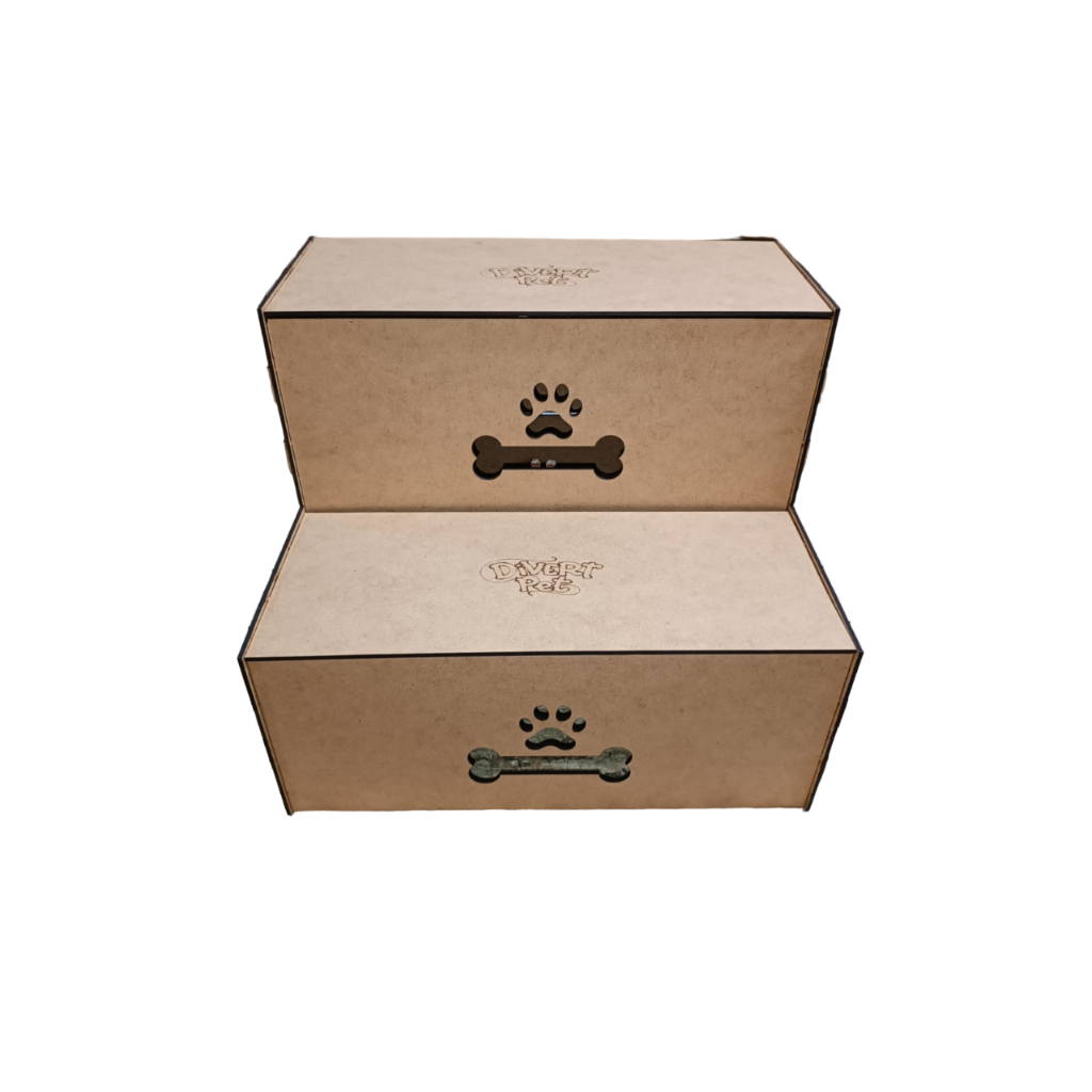 Escada Madeira Micro e Mini Pet no máximo 4kg Para Cachorro E Gato 2 Degraus 30cm Mdf - Pronta P/Pintura