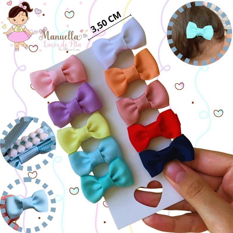 10 Laços para Bebês Mini Presilhas Forradas que Não Escorregam