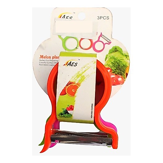 Kit 3 peças  Melon Plane Peeler com 3 cores roza, laranja e verde.