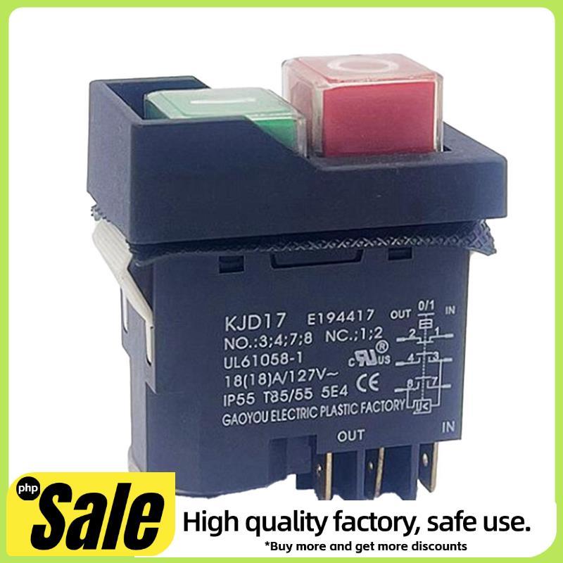 KJD17 Interruptores De Botão Eletromagnético De 6 Pinos 18A AC127V IP55 Interruptor De Segurança De Equipamento À Prova