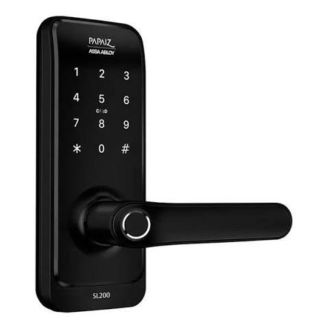 Fechadura Eletrônica Papaiz Sl205 Preta | Senha Tag Digital Biometria Chave IP55 Externa Chuva