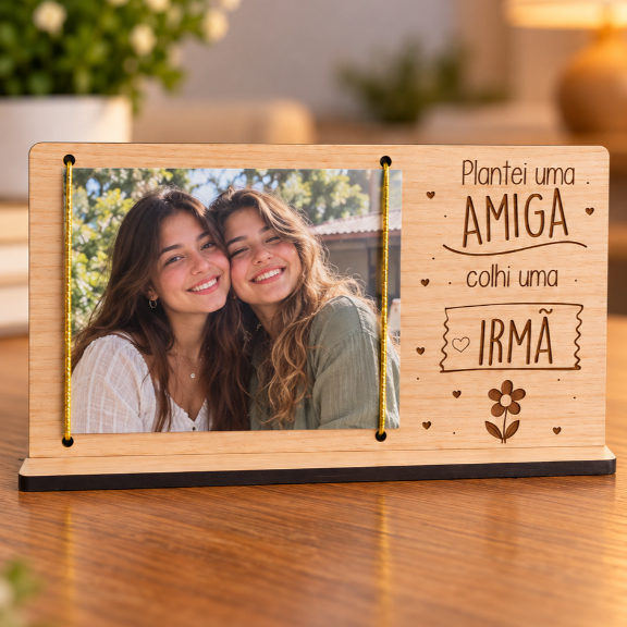 Porta-Retrato em MDF para Amiga – Presente Criativo “Plantei uma Amiga, Colhi uma Irmã”