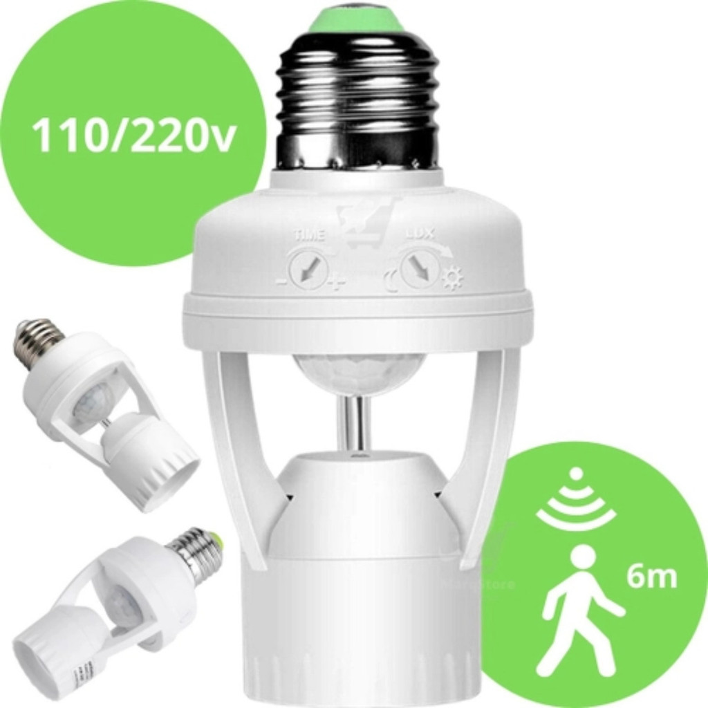 Sensor De Presença Para Lâmpada Soquete E27 Com Fotocélula