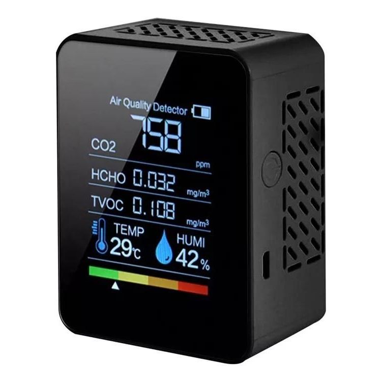 Medidor 5 em 1 Monitor De Qualidade Do Ar Co2 Temperatura Umidade
