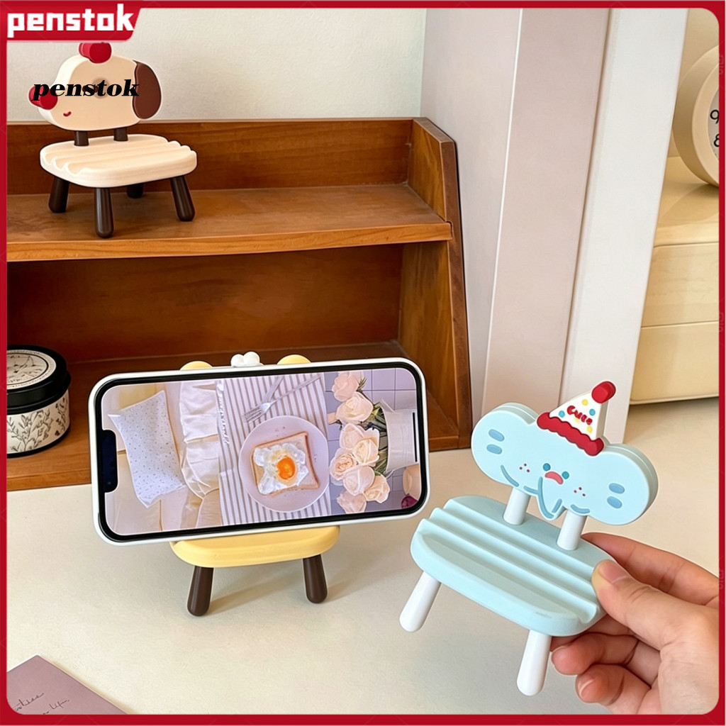 Bedroom Desktop Phone Holder Mobile Mini Chair Stand Cute Cartoon Tablet for Desk Adorable Doll for Decor and Functional