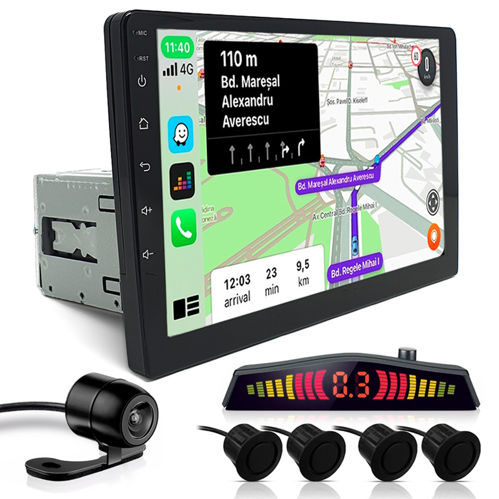 Multimídia 1 Din 9 Polegadas + Câmera + Sensor Ré Preto Fosco Audi A4 2009 2010 2011 2012 2013 Espelhamento Android Auto