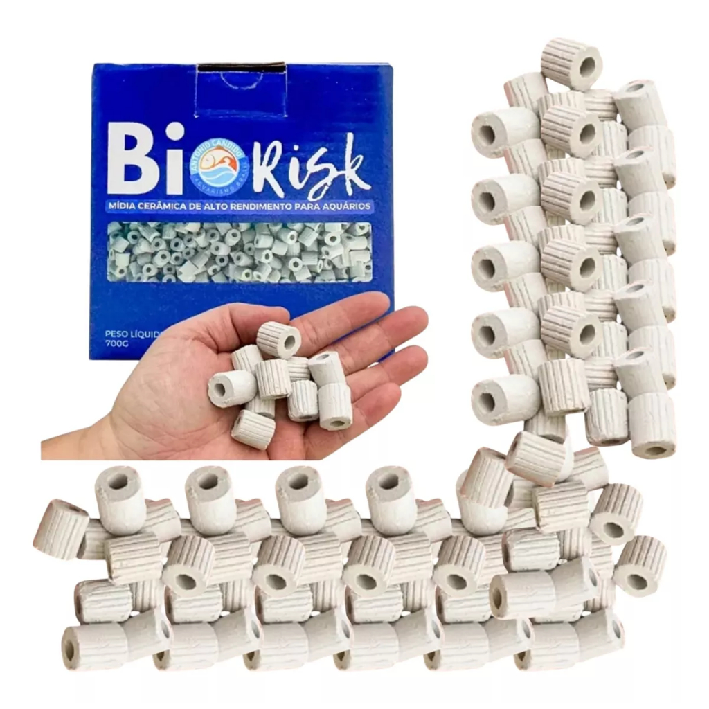 Mídia Biológica Cerâmica Aquário 700g Bio Risk Filtragem Aquarios Peixes Filtro Hang On Nano Filtros Rings Sera Ocean