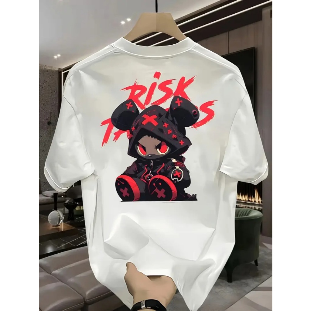 Camiseta Algodão Adulto Infantil PlusSize RISK TRICKS Design de Salpicos Vermelhos Streetwear