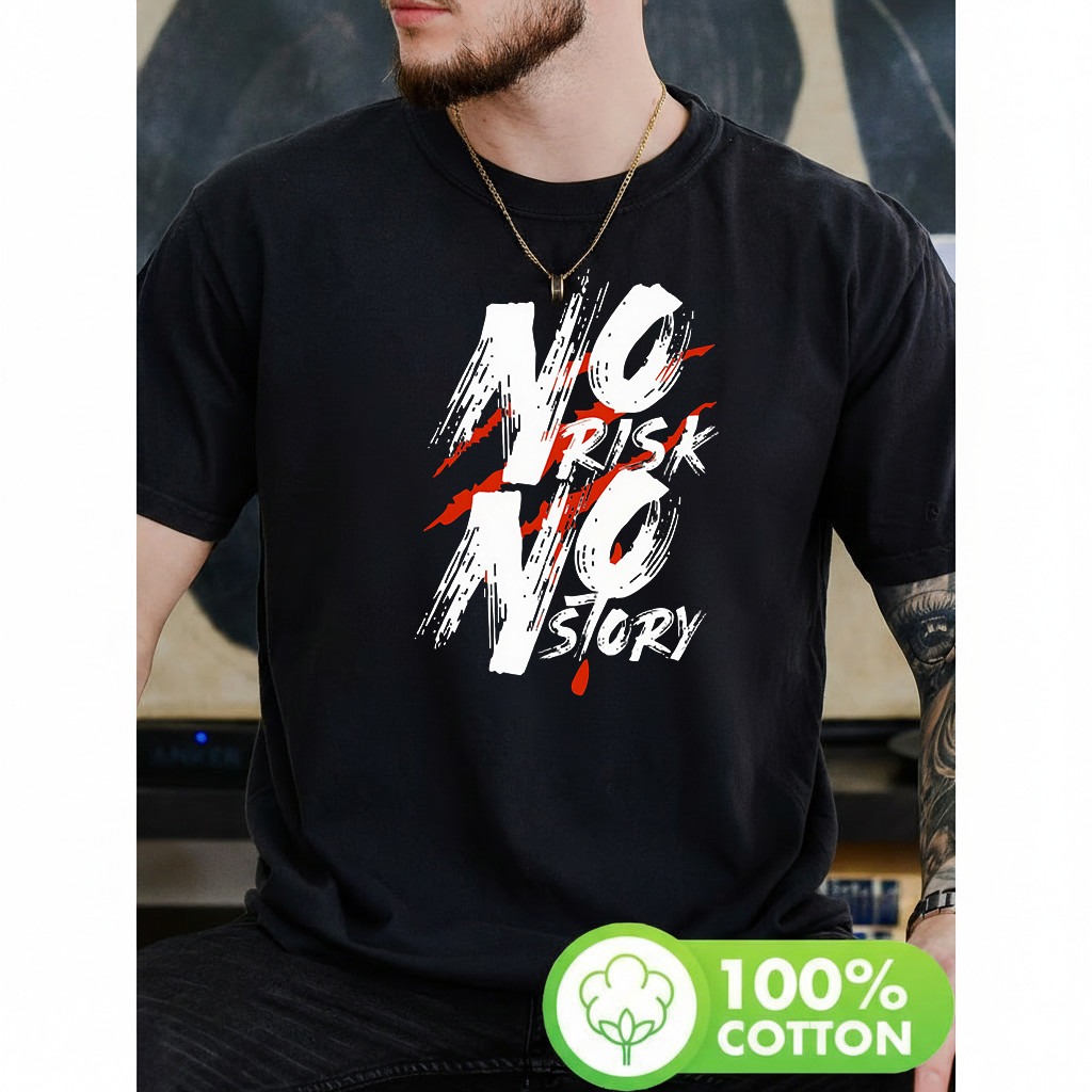 Camiseta Masculina Estampa No Risk No Story Moderna Premium Atemporal Tendência
