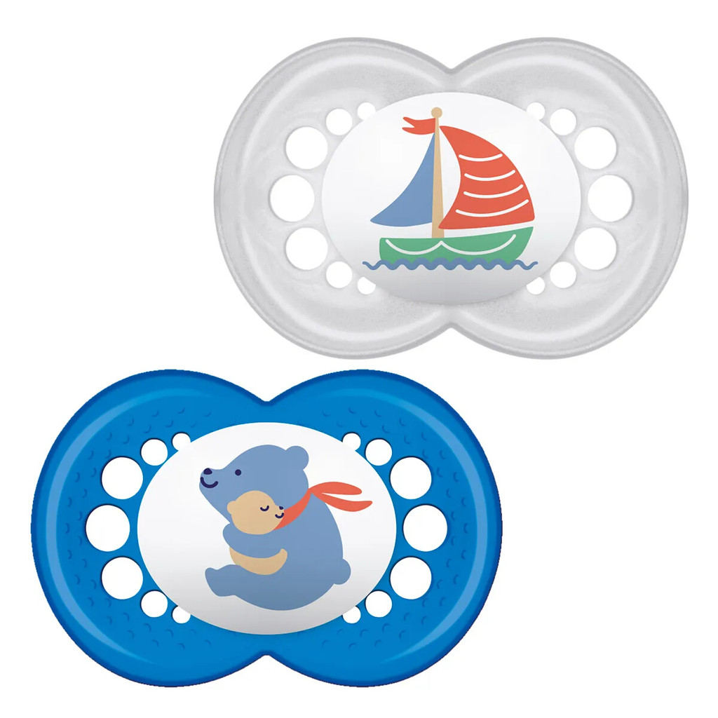 Kit Chupeta Mam Sayings Boys Silicone 0 A 6 Meses 02 Unidades